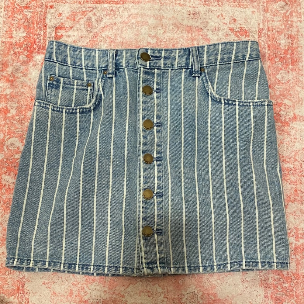 Billabong Blue and White Striped Mini Skirt